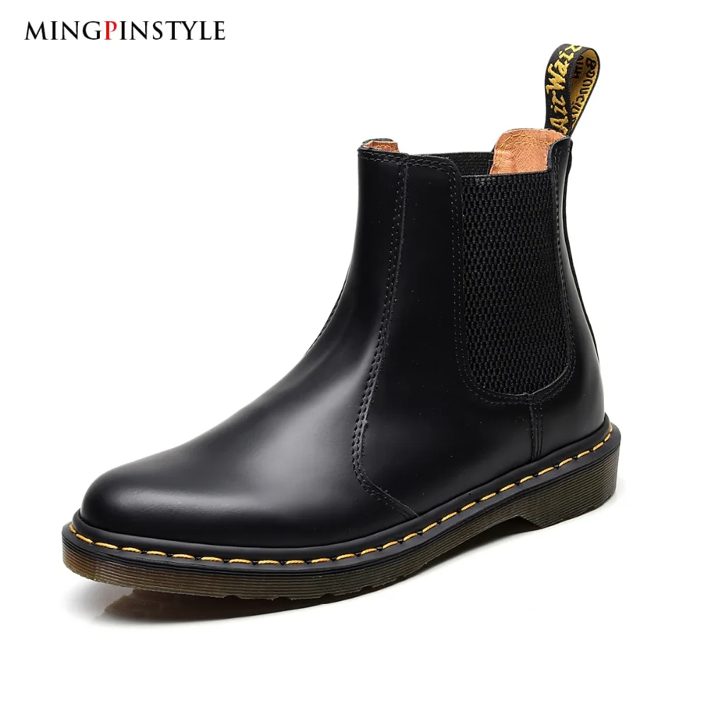 MINGPINSTYLE/Брендовые мужские ботинки кожаные оксфорды Челси doc martins зимние и женские