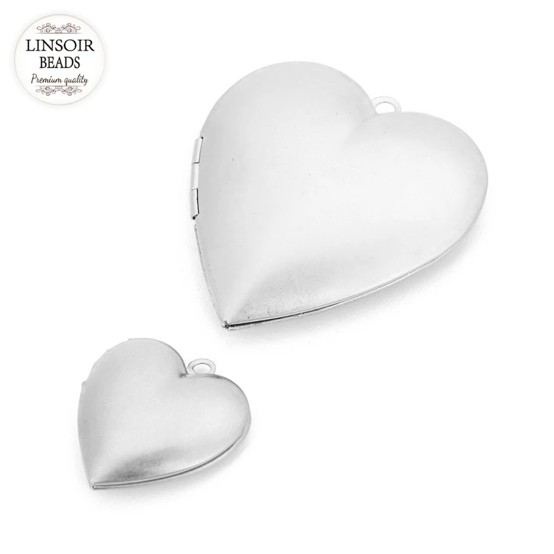 

LINSOIR 2Pcs/lot Stainless Steel Pendent Heart Shaped Floating Charm Photo Picture Locket For Necklace Bracelet Jewelry Making