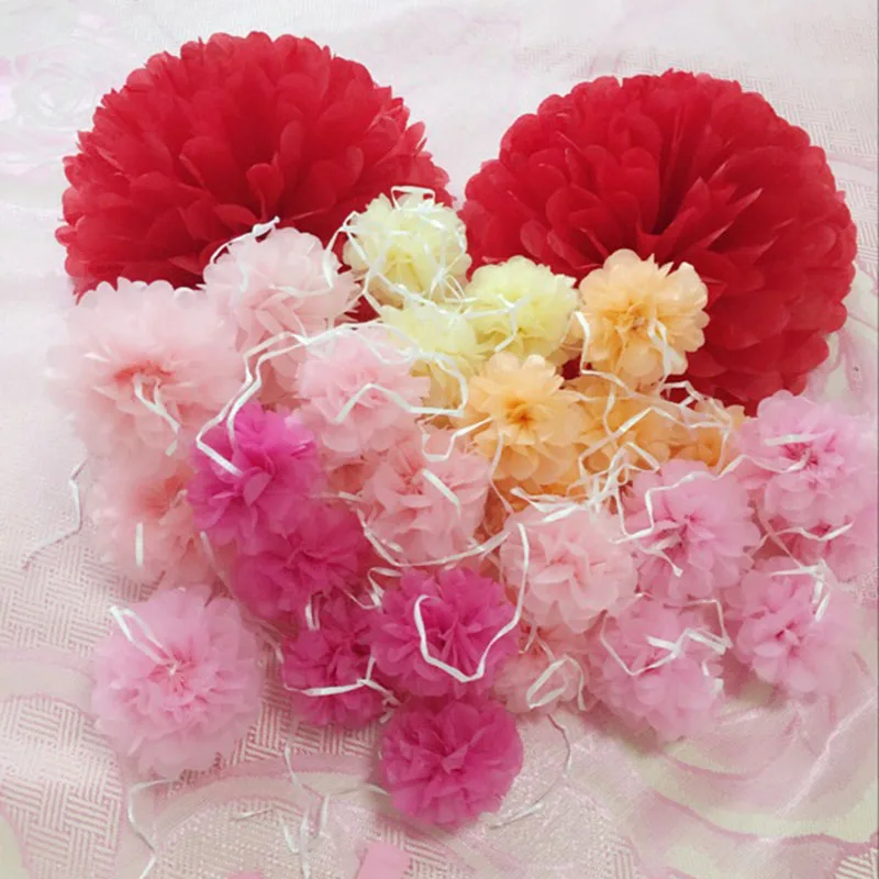 5 шт. 10/15/20 см помпон из бумажной салфетки Бумага Pom Poms, цветок для свадьбы украшение автомобиля вечерние пользу поделок ручной Цветочные шары из бумаги