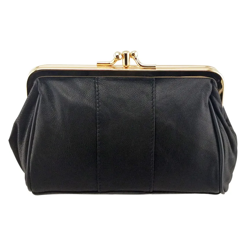 black 018 NICOLE& CO женский кошелек для монет из натуральной кожи держатель для карт кошелек с металлической рамкой кошелек для девочек маленький мешок для монет - Цвет: black 018