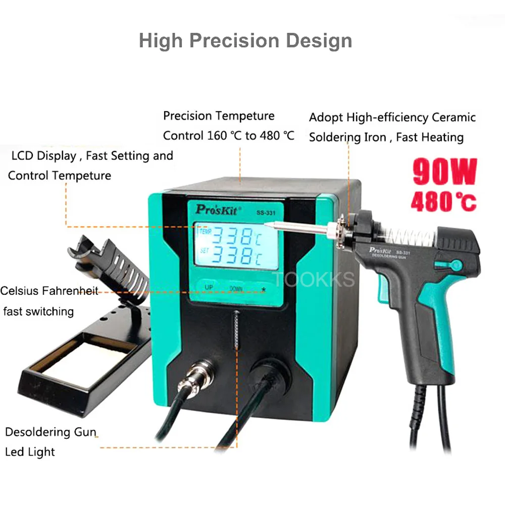 Pro'sKit SS 331H LCD электрический пистолет для удаления припоя антистатический мощный