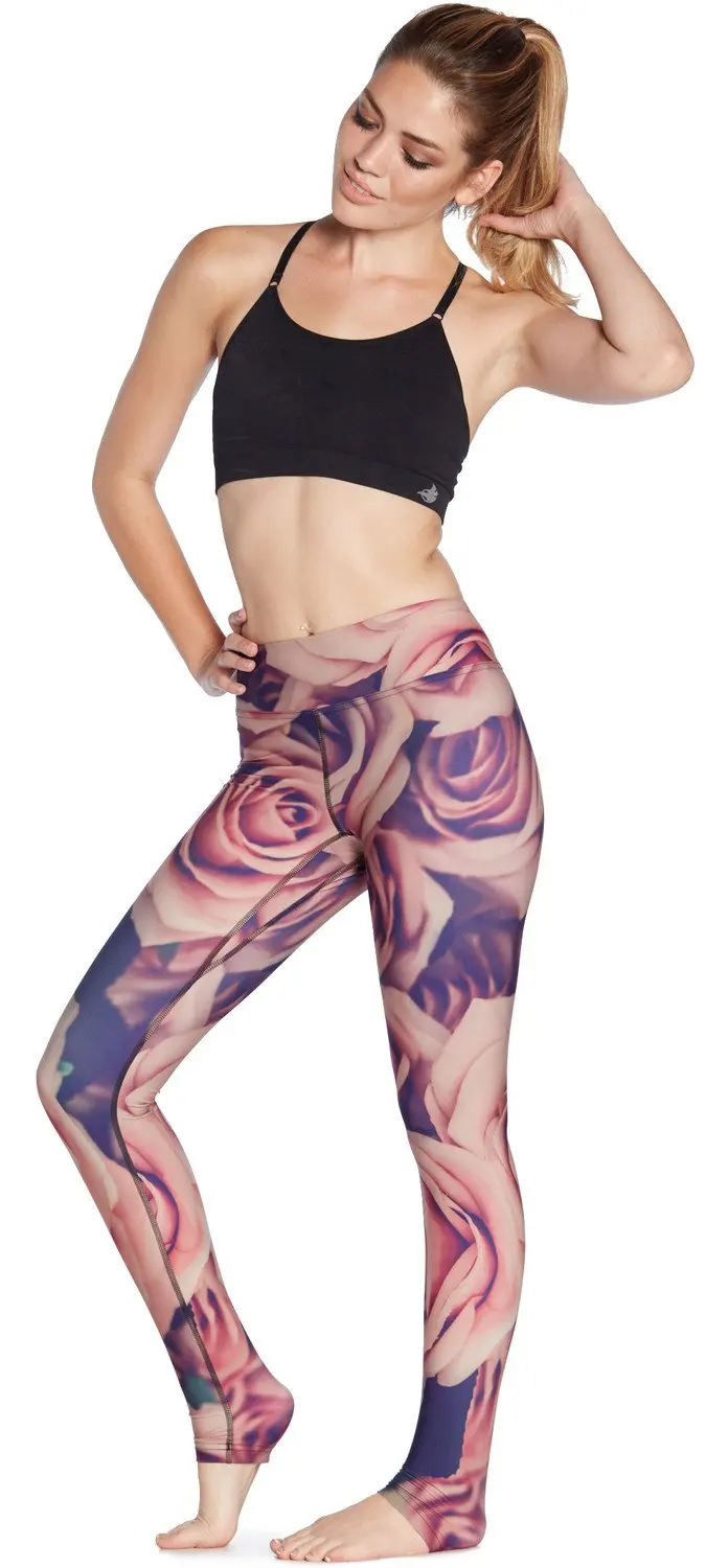 Женские брюки с высокой талией облегающие для фитнеса цифровым 3D цветочным