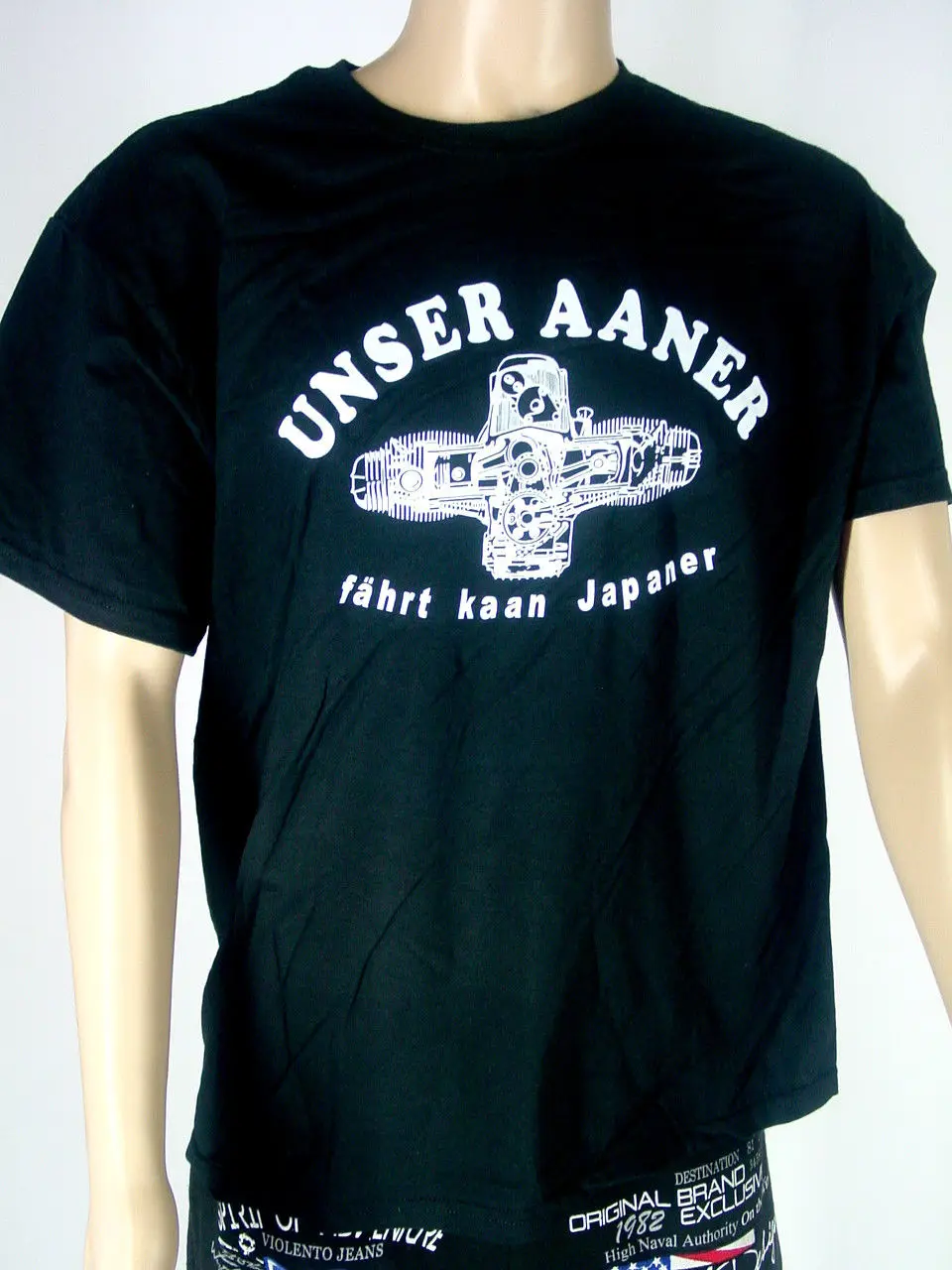Байкерская Футболка-Unser aaner fahrt kaan Japaner-Boxermotor-auch Damen Shirt NEU | Мужская одежда