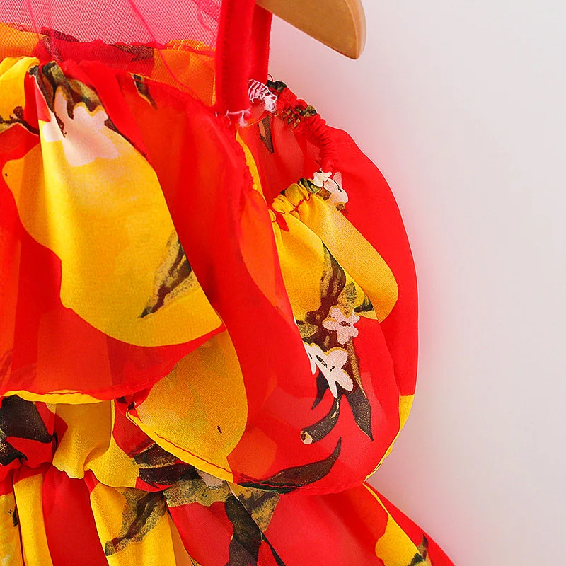 Summer Baby Girls Dress Chiffon Dresses For Lemon Floral Party Wedding Kids Clothes Infant Princess Children Clothing | Детская одежда