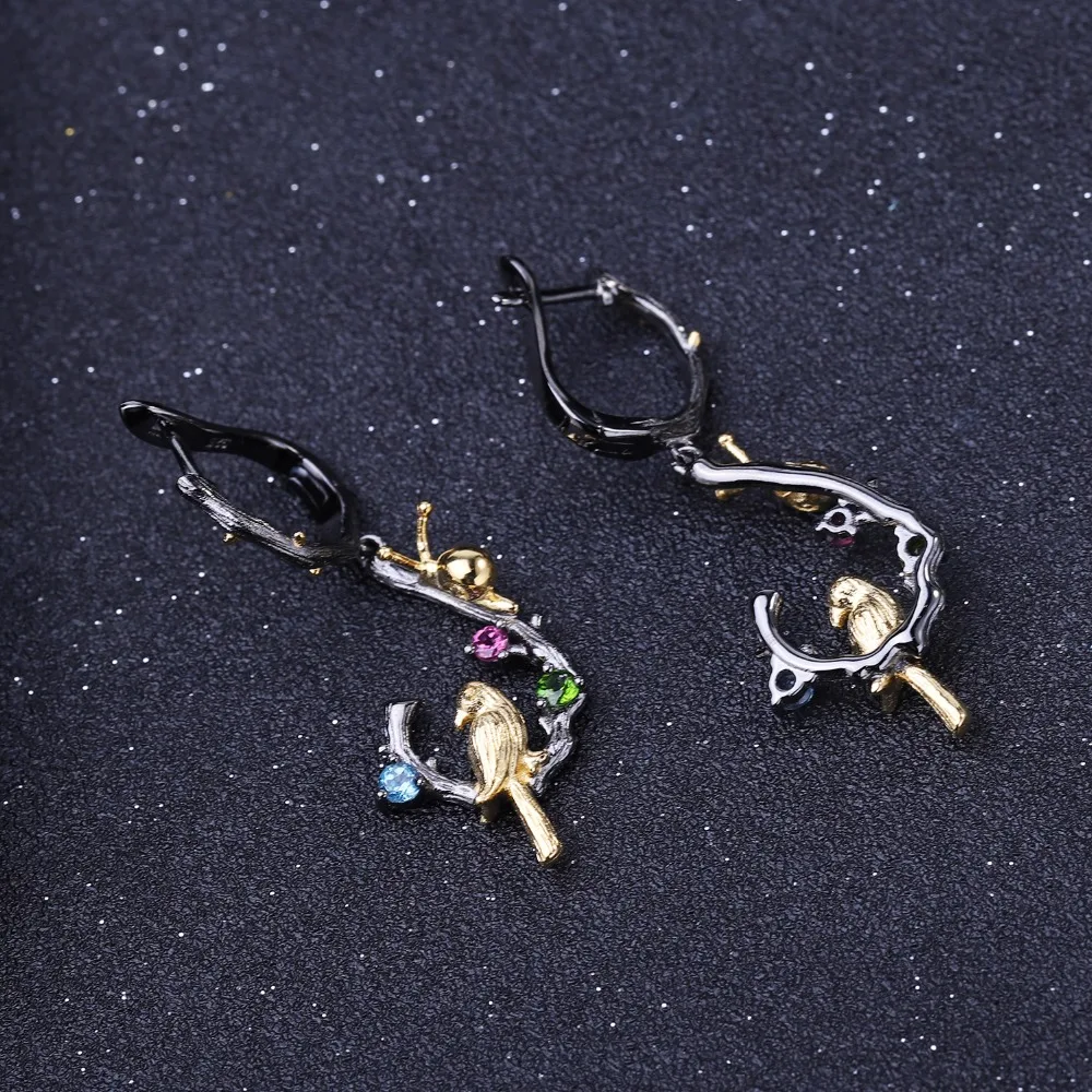 GEM'S BALLET 925 Sterling Silver Handmade Snails &amp Bird Jewelry Set Natural Topaz Garnet Ring Earrings Sets For Women | Украшения и