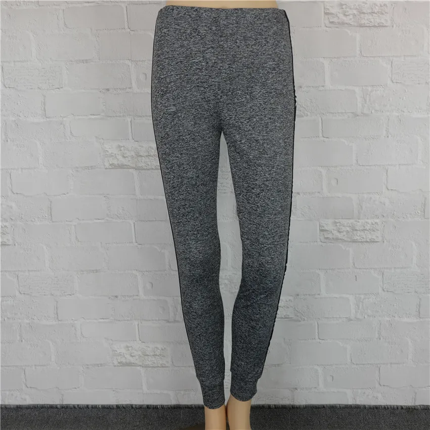 Женские облегающие брюки серые спортивные с буквенным принтом новинка 2019 |