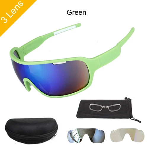 3 lens green NEWBOLER, спортивные велосипедные очки, 5 линз, поляризационные, велосипедные солнцезащитные очки, для горного велосипеда, очки для мужчин и женщин, gafas oculos ciclismo - Цвет: 3 lens green