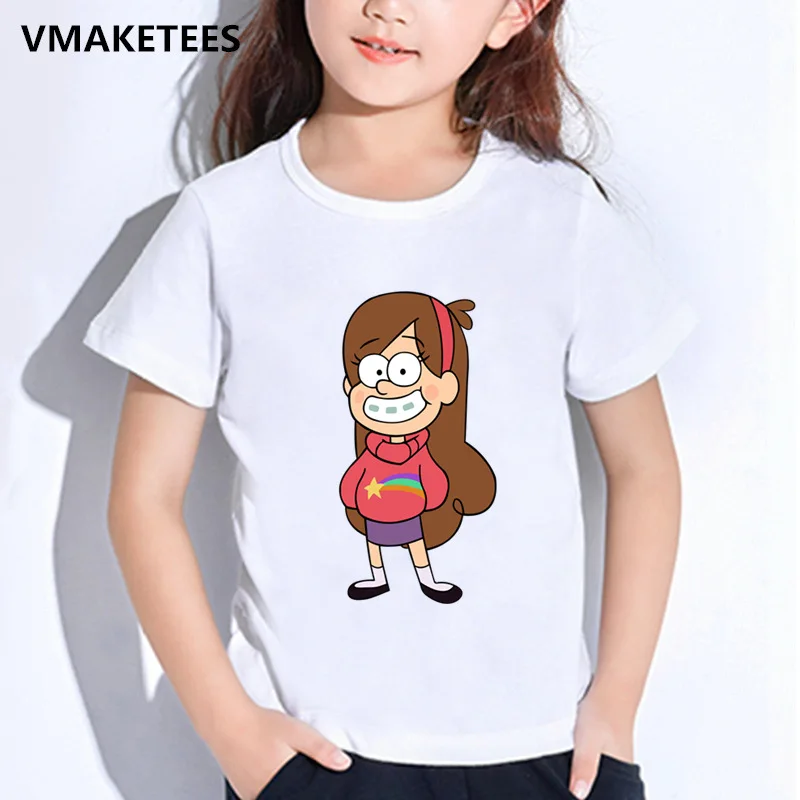 Для детей, на лето для мальчиков и девочек; футболки с рисунком Gravity Falls Гравити Фолз-чашечки сосна с рисунками героев мультфильма Детская футболка забавная одежда для малышей футболка, HKP2415 - Цвет: HKP2415B