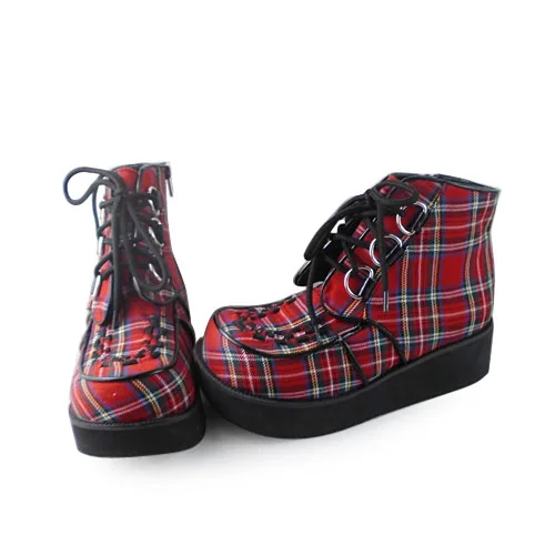 

Princess sweet lolita gothic lolita shoes custom Antaina punk plaid 9101b paltform High Platform shoes