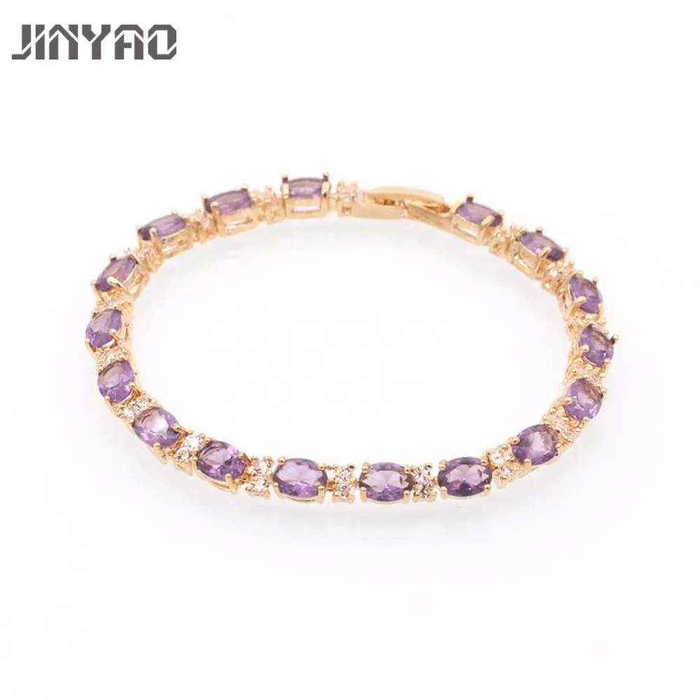 JINYAO модные ювелирные изделия овальные разноцветные циркониевые браслеты
