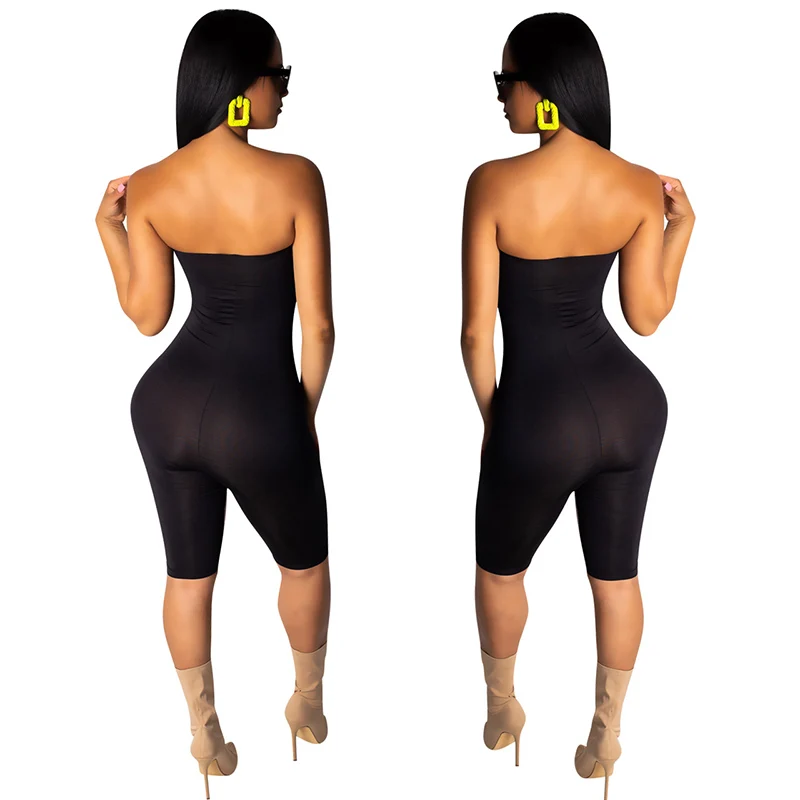 Echoine 2019 Sexy Patchwork Jumpsuit Off Shoulder Sleeveless Bodycon Playsuits Short Romper For Women Outfits | Женская одежда