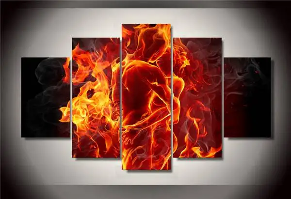 Hd печатные цифры пламени Группа живопись холст печать декор комнаты плакат