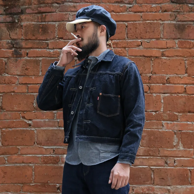 Немытая ВИНТАЖНАЯ ДЖИНСОВАЯ КУРТКА цвета индиго bronson 14 5 oz 44806XX|denim jacket|jacket jacketbronson