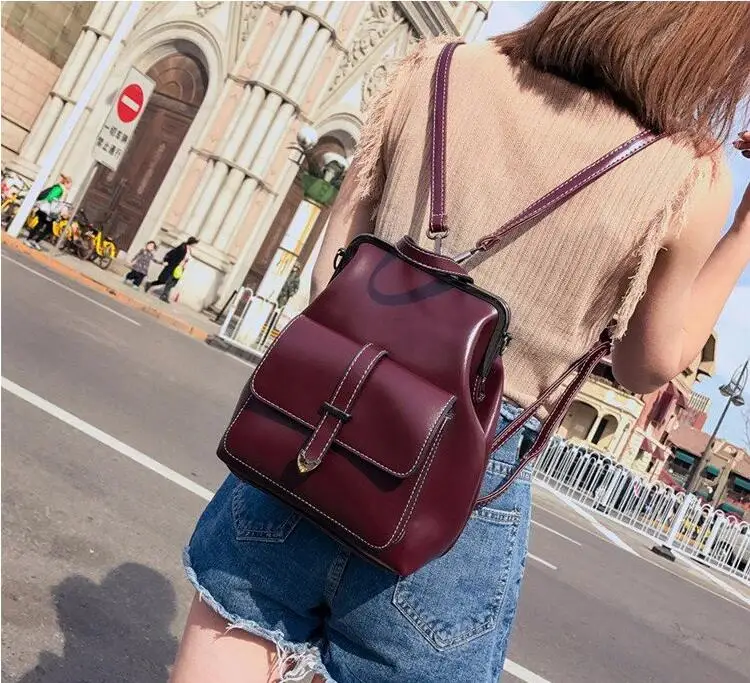 Хит продаж модная однотонная женская сумка с пряжкой из искусственной кожи ретро