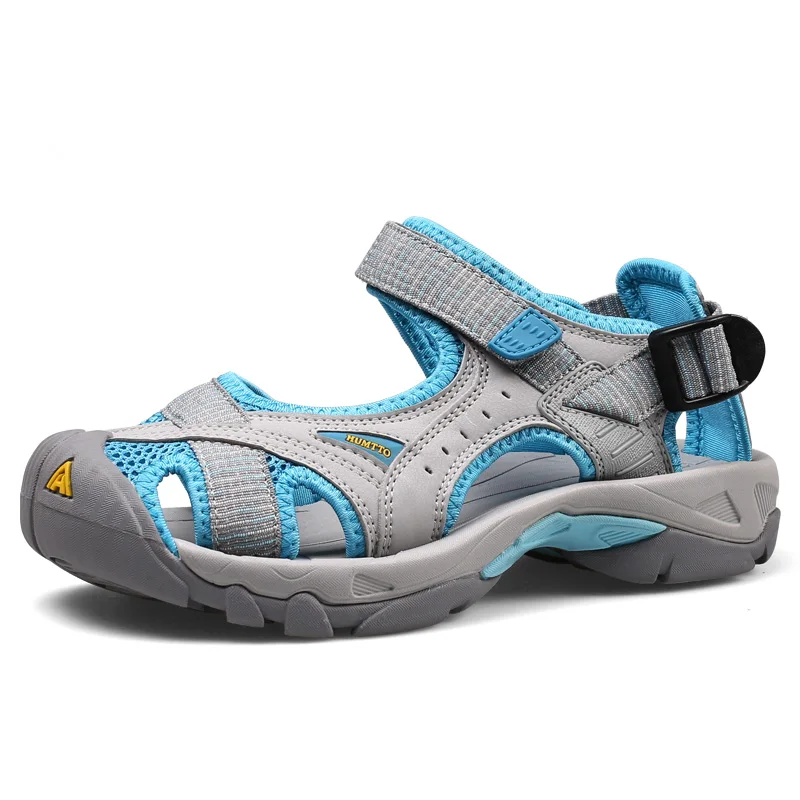 Light gray blue HUMTTO/уличная Женская дышащая обувь; летняя спортивная обувь; резиновые сандалии из сетчатого материала; быстросохнущие пляжные кроссовки - Цвет: Light gray blue