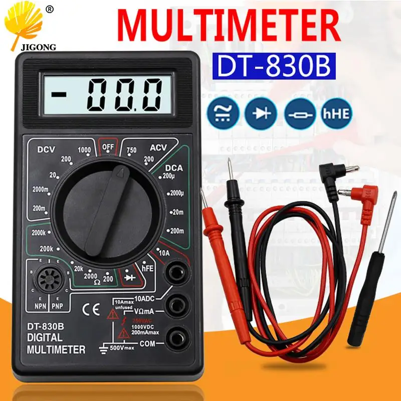 DT 830B цифровой мультиметр с ЖК дисплеем AC DC 750 1000V Вольтметр Амперметр Омметр