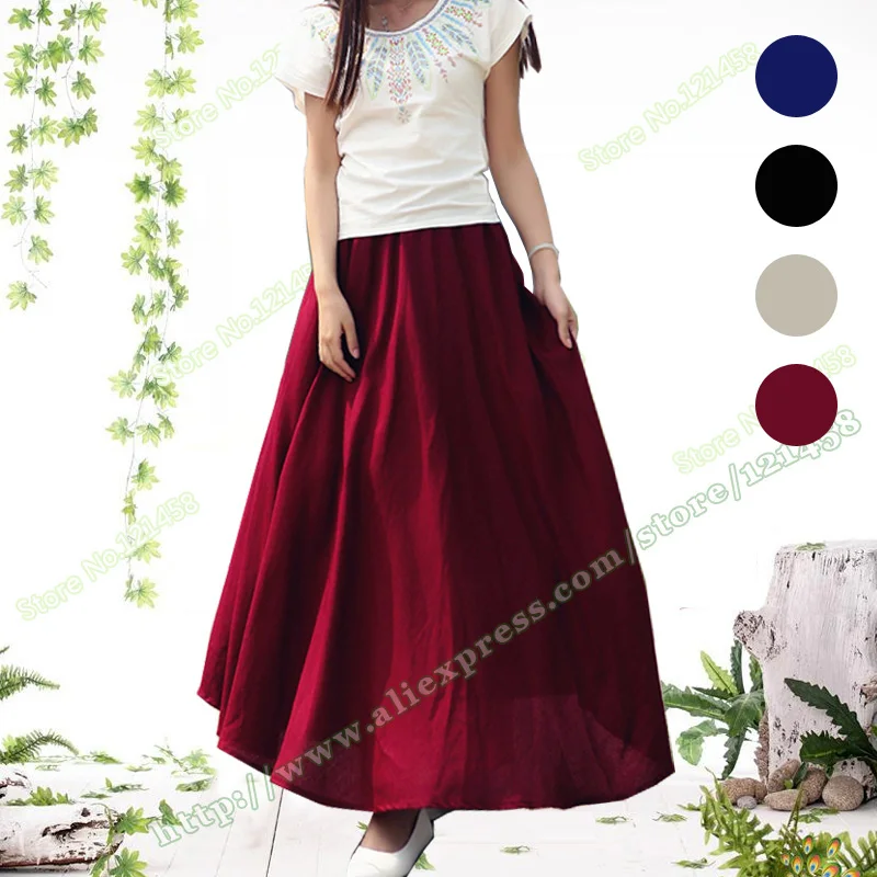 Юбка макси Женская длинная трапециевидная из хлопка и льна|maxi long skirt|long skirtskirts womens