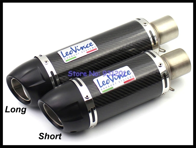 Inlet 51mm Motorcycle Leovince Exhaust Pipe Muffler Carbon Fiber Universal for GSR750 CBR500R K6 K7 K8 MT07 MT09 Z1000 etc