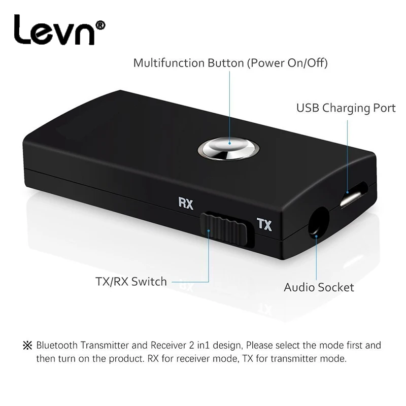 LEVN 2 в 1 Bluetooth Передатчик Приемник Беспроводной Аудио Музыка передатчик A2DP Стерео