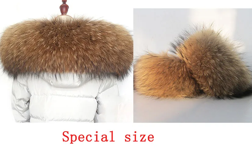 Special size Шарф из натурального меха, куртка с меховым воротником, Женское зимнее пальто, меховые шарфы, шарфы для шеи+ манжеты, роскошный мех енота, зимние теплые грелки для шеи L1 - Цвет: Special size