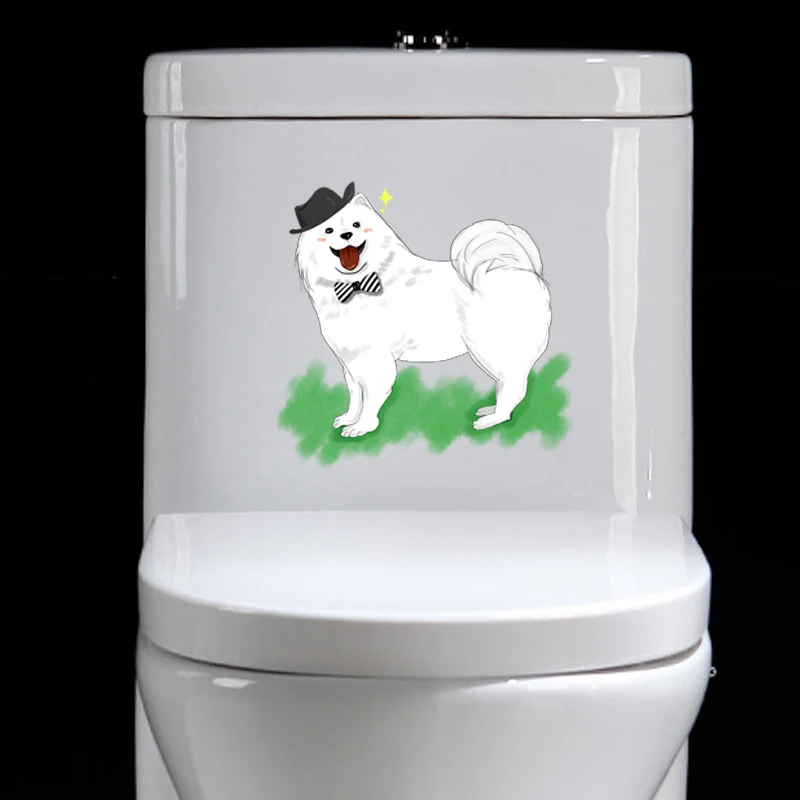 YOJA 24.6*23.1CM Happy Dog Wall Decal BedRoom Home Decor Cartoon Toilet Sticker Animal T3-0564 | Дом и сад