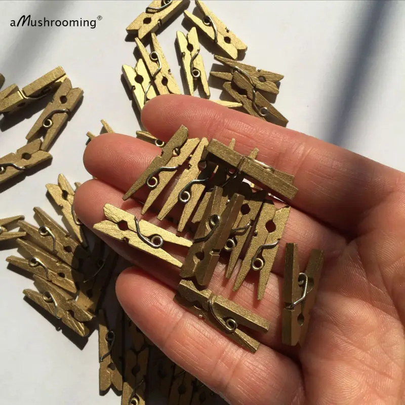 1000 оптовая продажа Детские прищепки для душа золотые Деревянные 1 дюйм