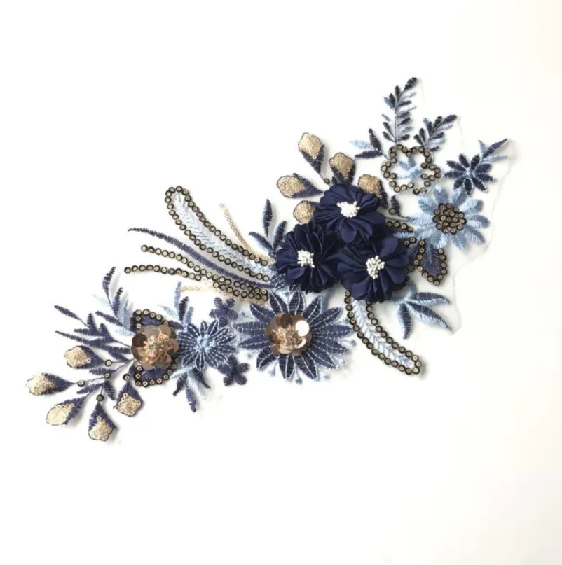 Вышивка блестками Кружевная аппликация для вечернего платья одежда сделай сам 3D