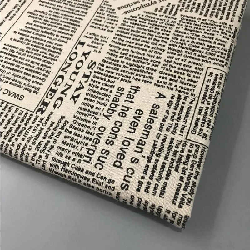 Ткань для шитья из хлопка и льна с принтом газет тканая ручная работа стеганая