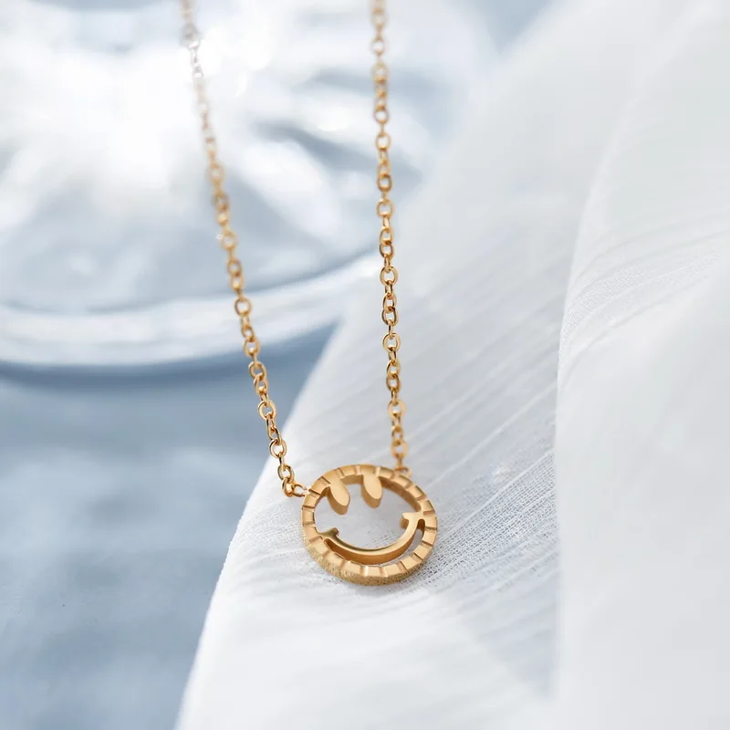 Женское Ожерелье из титановой стали YUN RUO с подвеской в виде улыбающегося лица