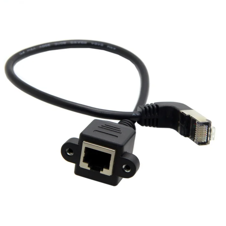 Ethernet LAN Сетевой удлинитель CAT5e RJ45 штекер гнездо 90 градусов вниз угловой 30 см с