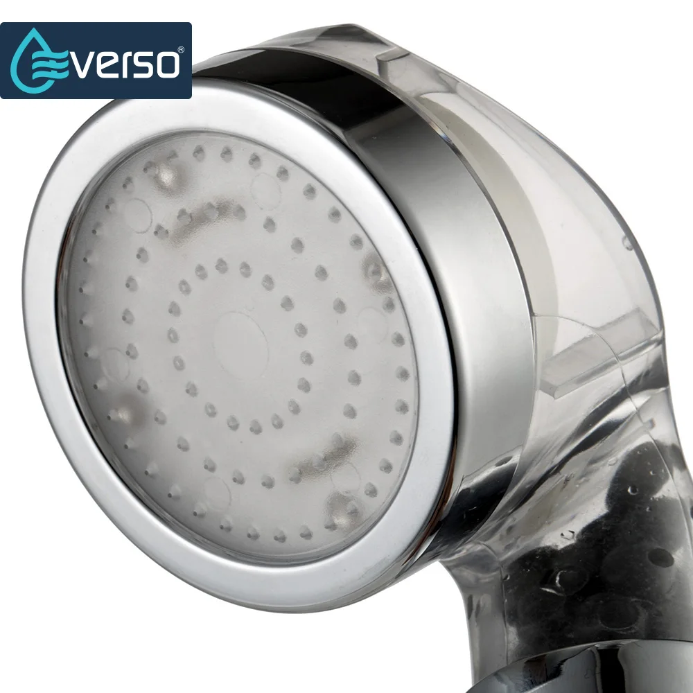 EVERSO 7 цветов, светодиодная душевая головка с температурой воды, ручная Душевая насадка, водосберегающая