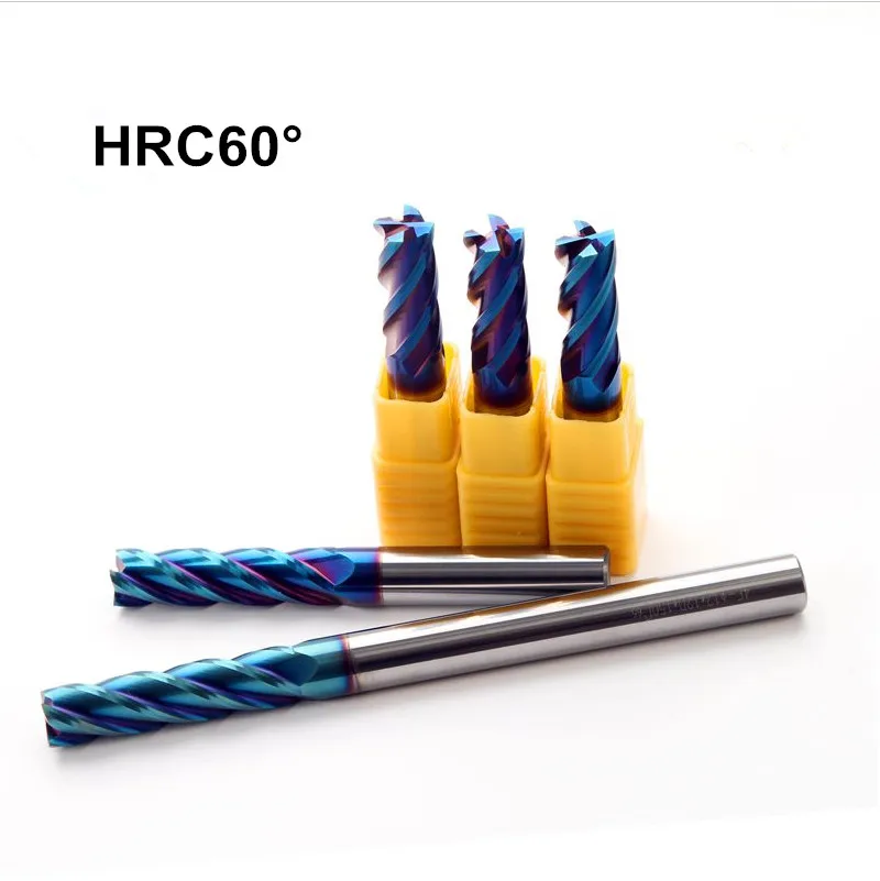Твердосплавная Концевая фреза GEK 4 флейты Метрическая 60 HRC Helix 35 NaCO - мм 4x15x4x75 |