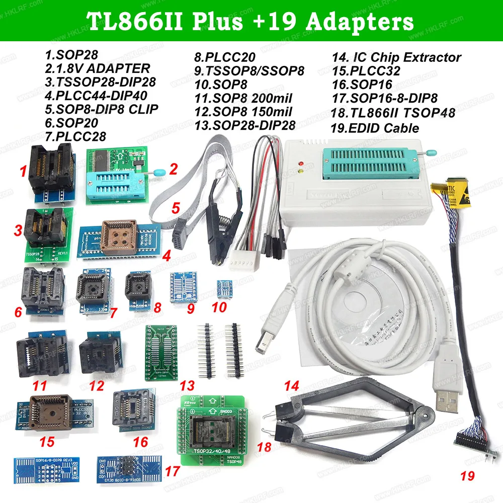 Minipro TL866II Плюс Программатор EEPROM поддержка NAND Flash AVR MCU GAL PIC SPI+ 25 Адаптеры с Зажим для экстрактора