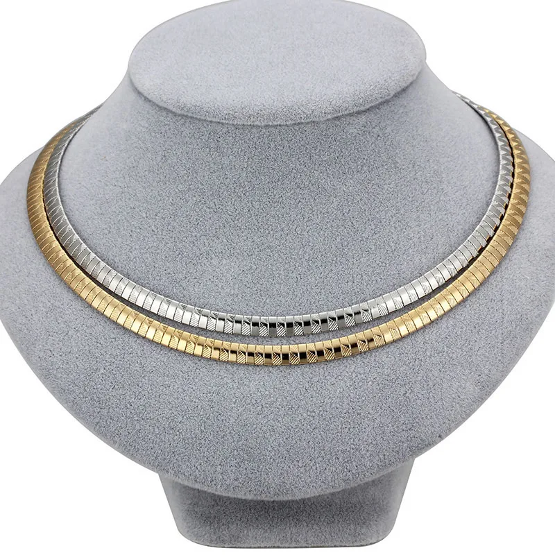 Серебро/лохматый золотой цвет Воротник Колье Ожерелье s змея из нержавеющей