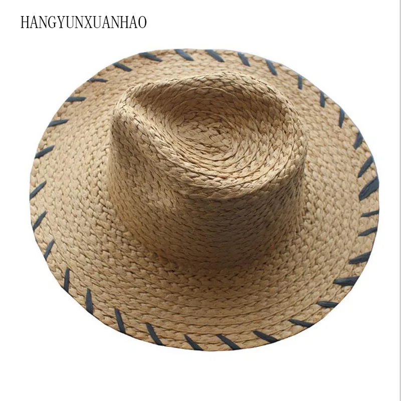 

2019 Ins Hot Summer Raffia Sun Hat for Women Beach Jazz Ladies Straw Hat Fashion Fedora Men Panama Wide Brim Hat