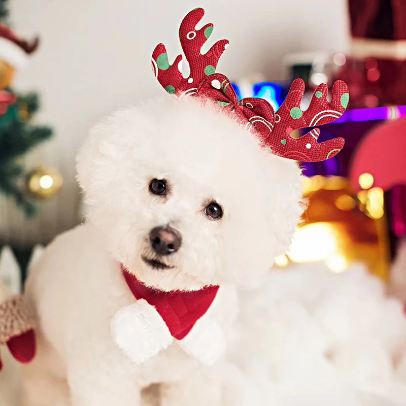 Теплый шарф для собаки зимняя Рождественская накидка маленького среднего щенка