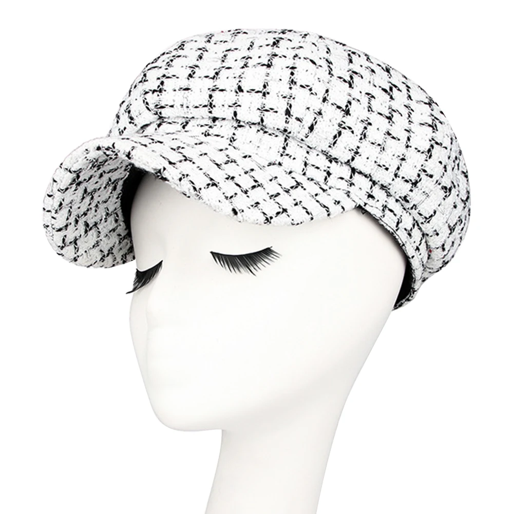 Винтаж плед для женщин шерстяные кепки Beanie шляпа на зиму осень повседневное