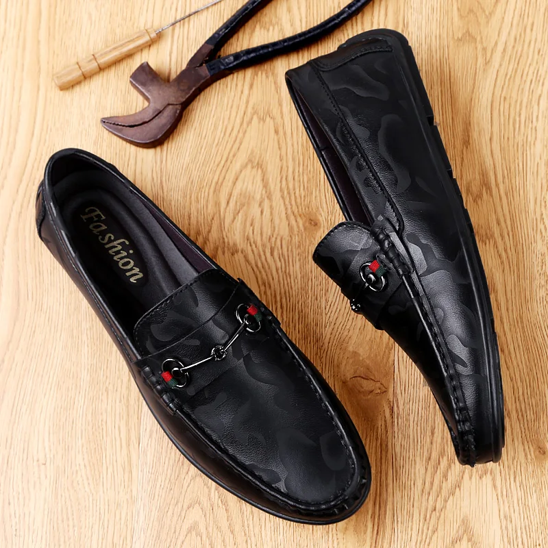Loafers New Casual Men Shoes Black White Slip-On Lazy Light Breathable Boat Fashion Metal Driving Soft Moccasins | Обувь