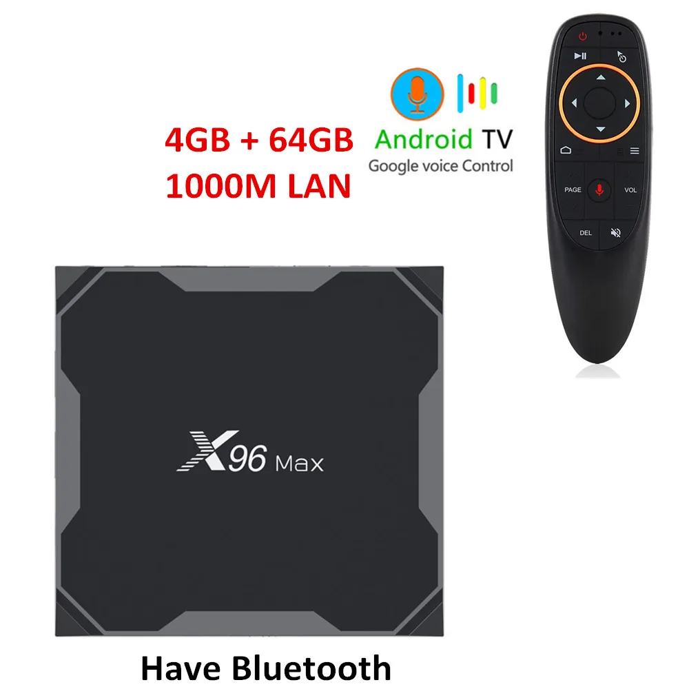 4G 64G voice remote X96 MAX Smart Android 8,1 ТВ приставка Amlogic S905X2 4 Гб 64 Гб X96MAX 2,4G+ 5 ГГц Wifi 1000 м H.265 4 к медиаплеер X96 мини приставка - Цвет: 4G 64G voice remote
