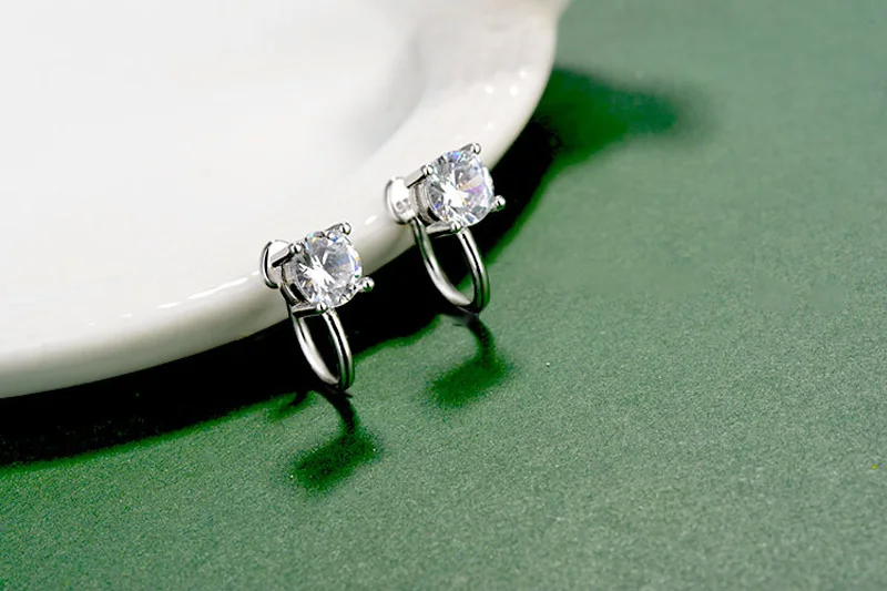 1 Pair Elegant Women 4mm/6mm Zircon Clip Earrings Ear bone clip No Pierced boucle d'oreille Bijoux | Украшения и аксессуары