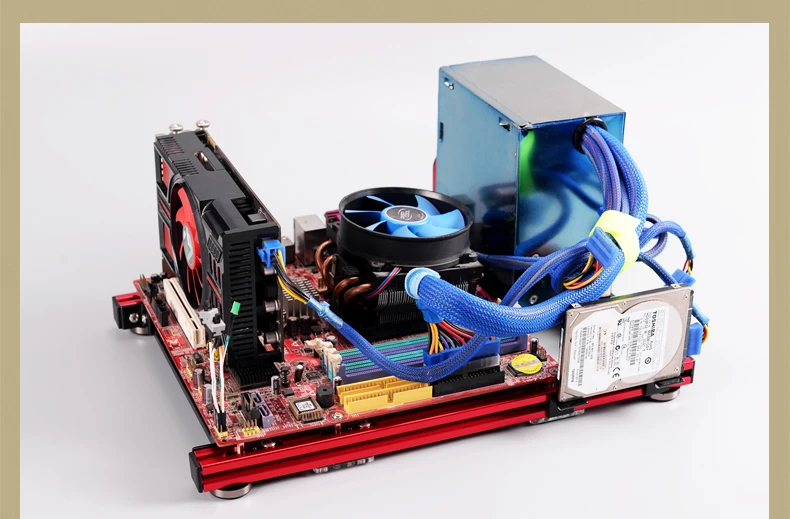 QDIY PC-JMK6 MicroATX алюминиевый сплав горизонтальный полный Открытый Чехол для компьютера шасси для DIY плеера