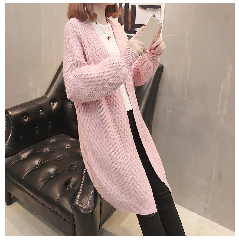 Autumn Winter Women Sweaters and Cardigans New Fashion Long Sleeve Loose Knitted V-neck Cardigan Female Long Sweaters