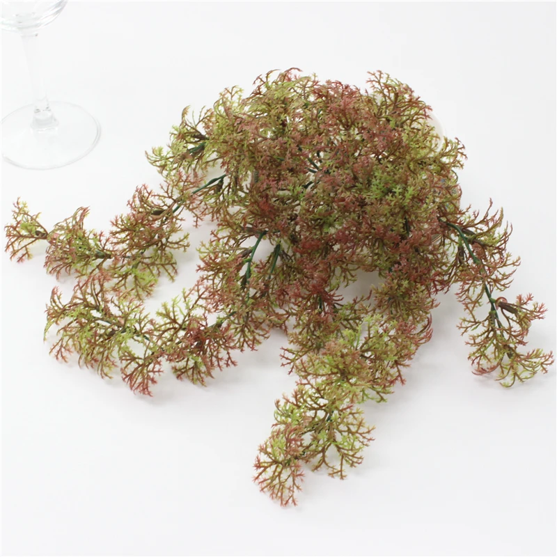 Autumn künstliche blumen цветы искуственные для декора Лесной Отдел моделирование пластик мох Поддельные Зеленый завод Настенный Цветок дома гостиная подоконник Декоративные завод - Цвет: Autumn