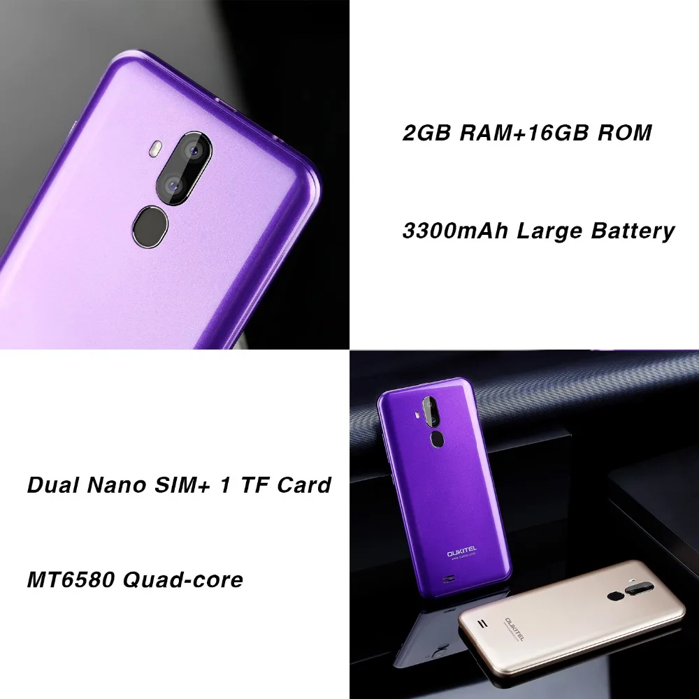 OUKITEL C12 Face ID 6 18 &quot19:9 Android 8 1 3300 мАч смартфон MTK6580 четырехъядерный 2 Гб ОЗУ 16 ПЗУ