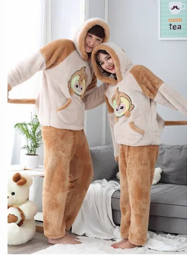 Женская и Мужская одежда для сна с изображением милой обезьяны пижамы топы брюки
