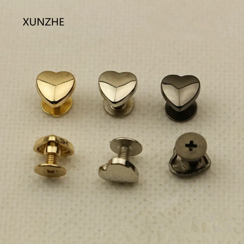 XUNZHE, 20 шт., новинка, в форме сердца, заклепки, кожа, винт, сумка на ремне, декоративная заклепка, кожаная фурнитура, аксессуары, ведро для ногтей