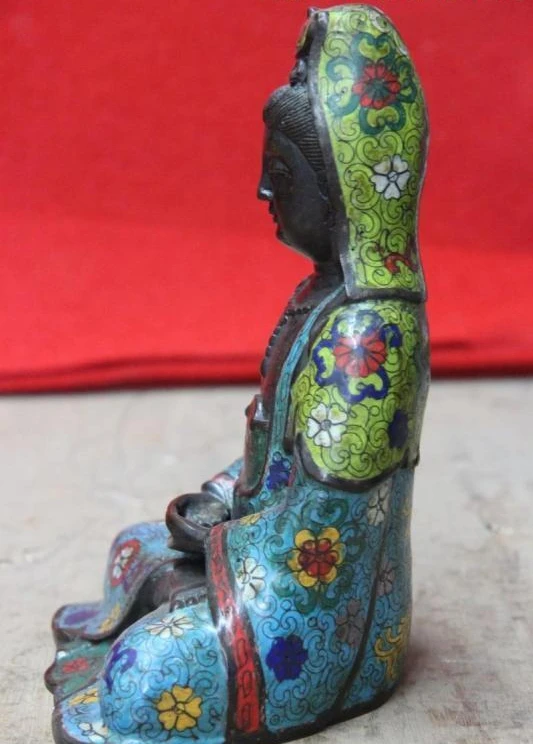 10 буддизм Бронза Медь cloisonne Bodhisattva Deity Kwan-Yin статуя Гуаньинь | Дом и сад