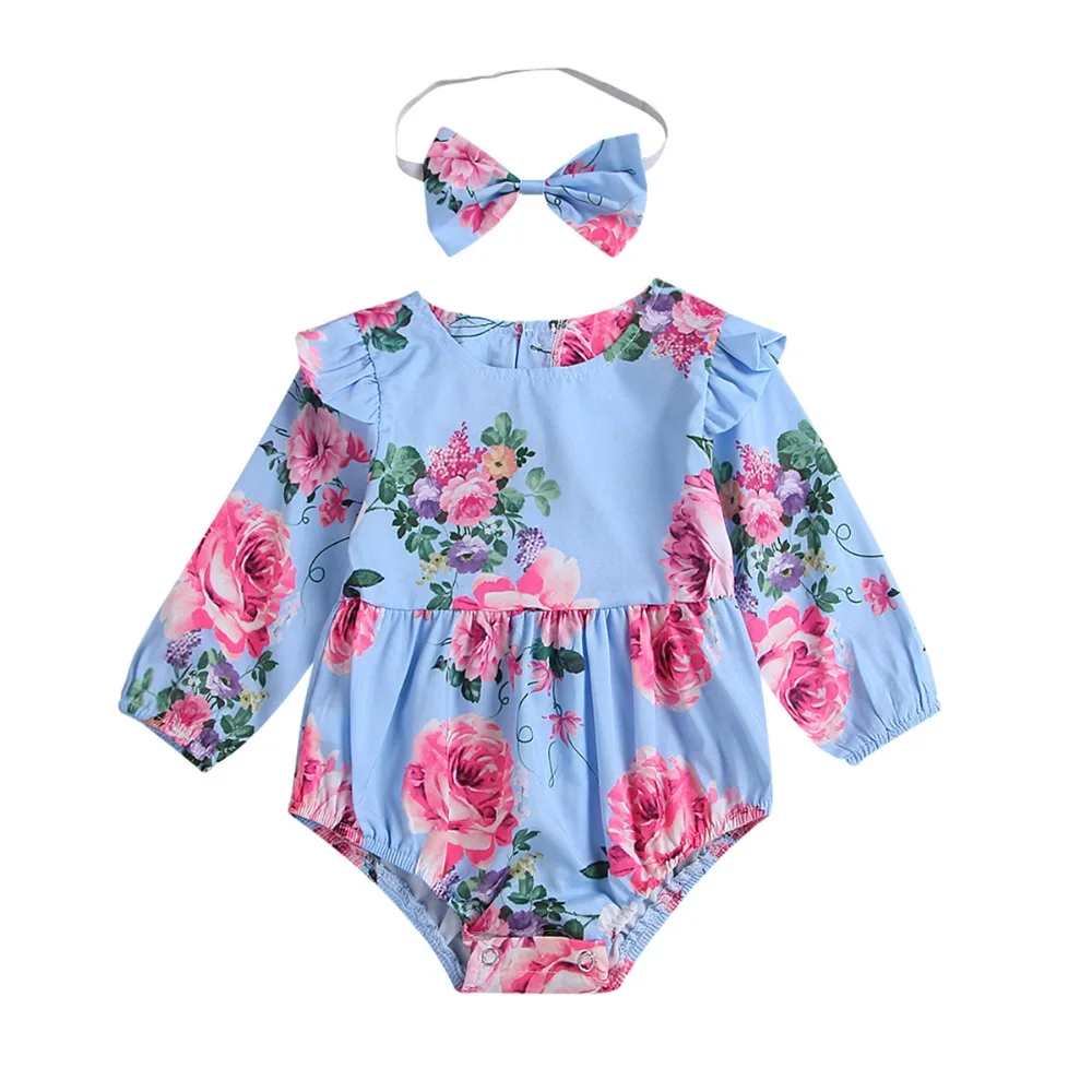 Милый комбинезон с цветочным рисунком для новорожденных девочек принцессы