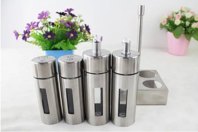 1 комплект шейкер из нержавеющей стали для соли и перца Набор специй с подставкой