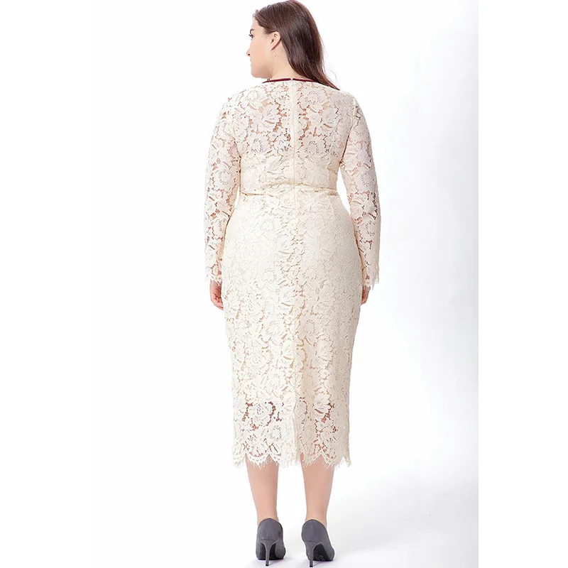 Женское кружевное платье Clobee облегающее с длинным рукавом и цветочным принтом